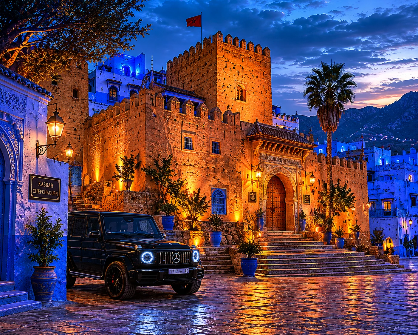 Maisons bleues de Chefchaouen sur les hauteurs du Rif