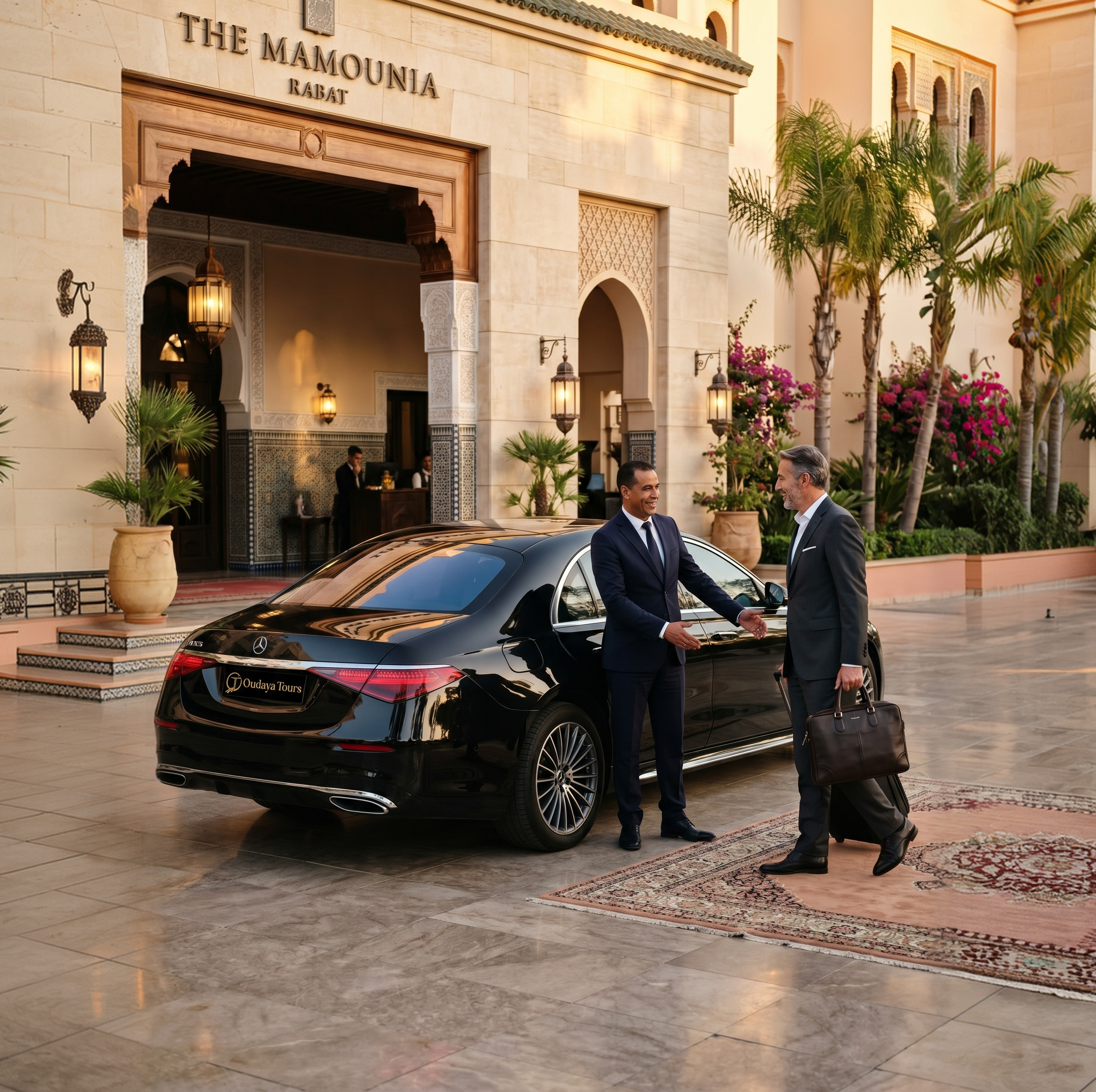 Véhicule premium Oudaya Tours prêt pour un trajet privé au Maroc